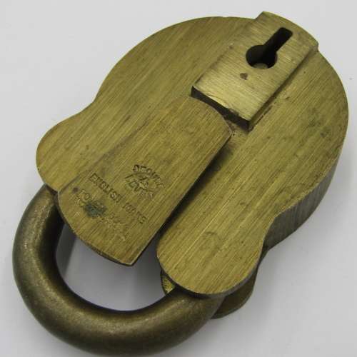 Antique brass Secure 4 Lever adlock by Power Lock Co. - no key
