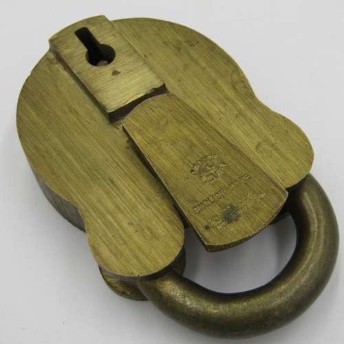 Antique brass Secure 4 Lever adlock by Power Lock Co. - no key