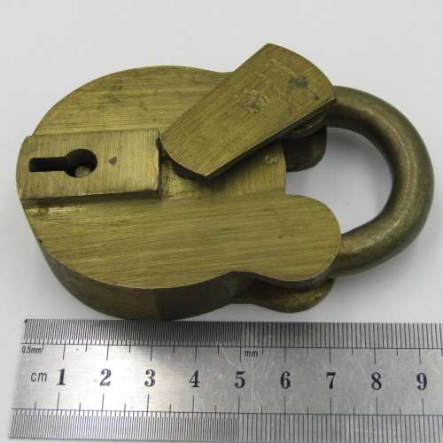 Antique brass Secure 4 Lever adlock by Power Lock Co. - no key