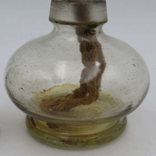Antique oil lamp with original glass muzzler - rarley seen