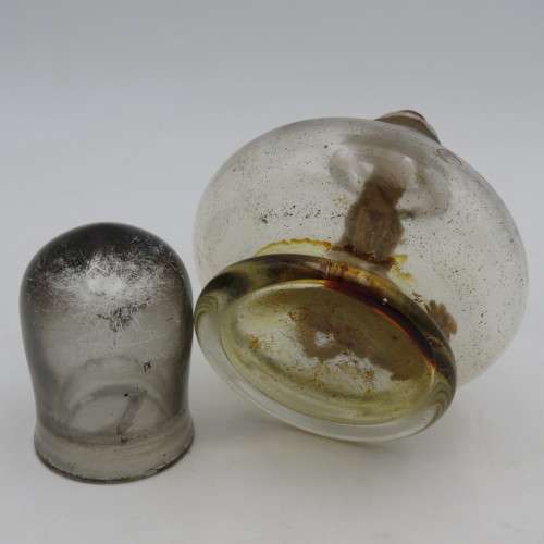 Antique oil lamp with original glass muzzler - rarley seen
