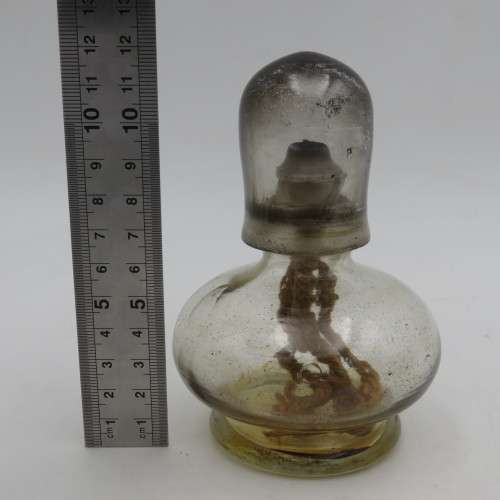 Antique oil lamp with original glass muzzler - rarley seen
