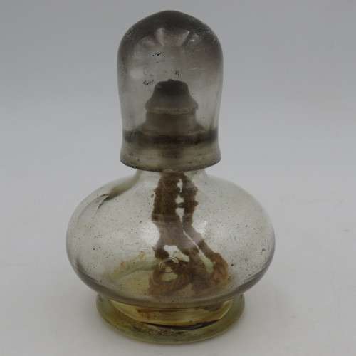 Antique oil lamp with original glass muzzler - rarley seen