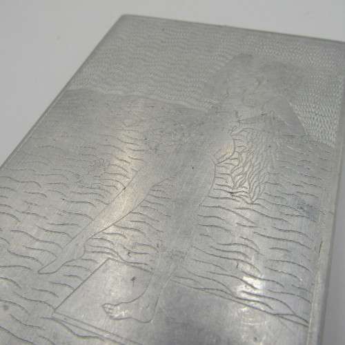 WW2 Italian POW hand engraved cigarette case with South African coat of arms
