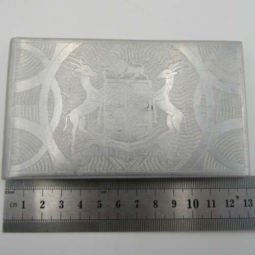 WW2 Italian POW hand engraved cigarette case with South African coat of arms