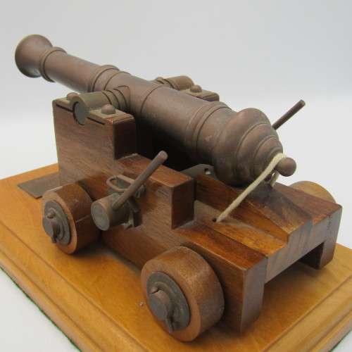 Vintage Handmade brass and wood cannon presented to R.W Hosch