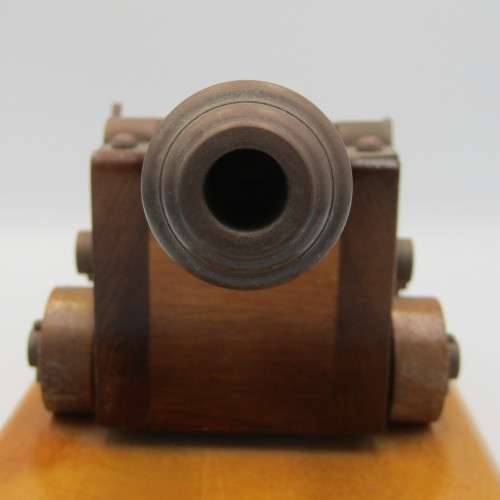 Vintage Handmade brass and wood cannon presented to R.W Hosch