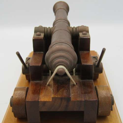 Vintage Handmade brass and wood cannon presented to R.W Hosch
