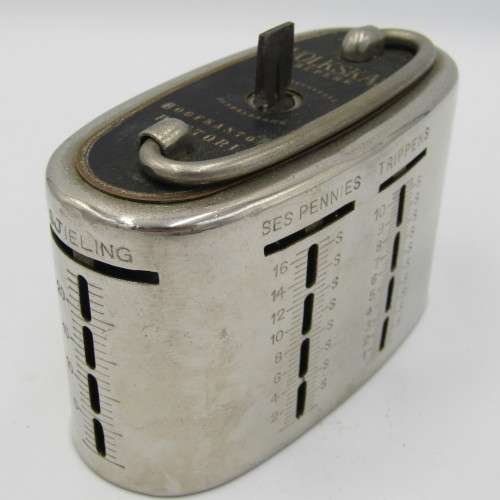 Vintage Volkskas Beperk Pretoria money box with key
