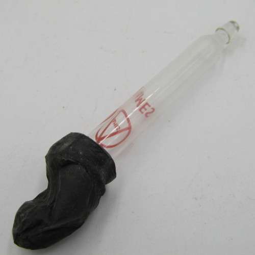 Vintage glass syringe with sealed Anacap Silk stitches in glass tubes