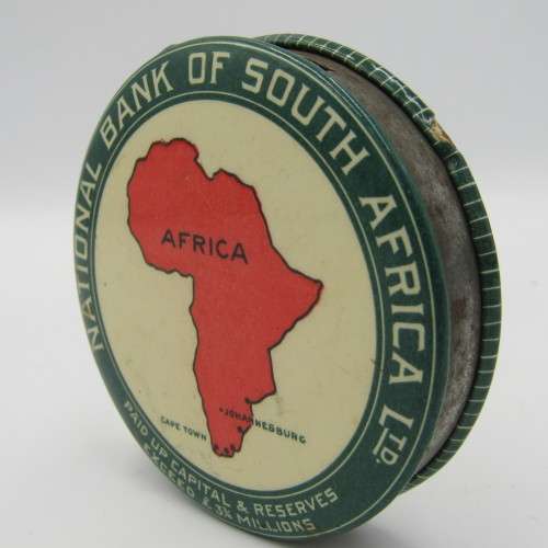 Vintage National Bank of South Africa 3d savings tin