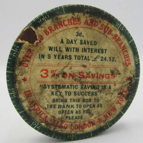Vintage National Bank of South Africa 3d savings tin