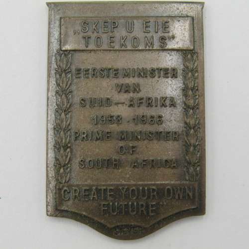 Pair of silver and Bronze Dr HF Vervoerd plaques