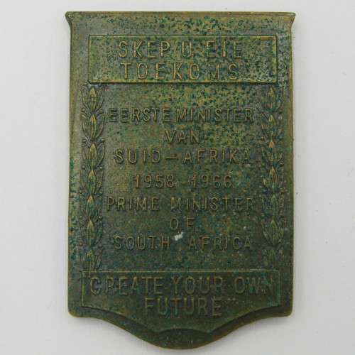 Pair of silver and Bronze Dr HF Vervoerd plaques