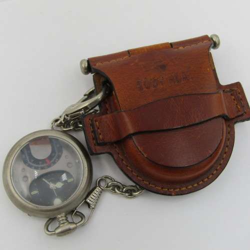 Body Heat thermometer quartz pocketwatch in leather pouch - working