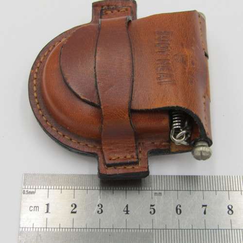 Body Heat thermometer quartz pocketwatch in leather pouch - working