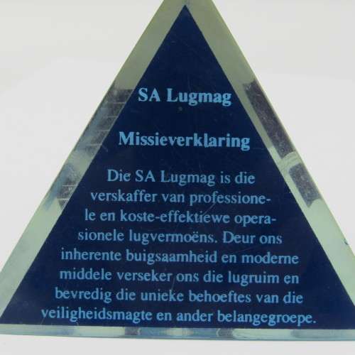 Vintage SA Air Force pyramid paperweight