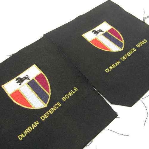 Pair of SA Army Durban Defence bowls blazer badges