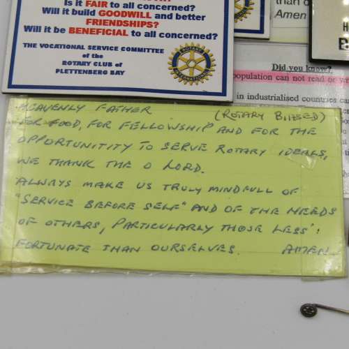 Lot of Rotary International items that belonged to Peter J Fletcher - including some silver pins
