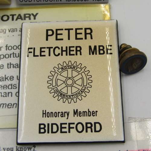 Lot of Rotary International items that belonged to Peter J Fletcher - including some silver pins
