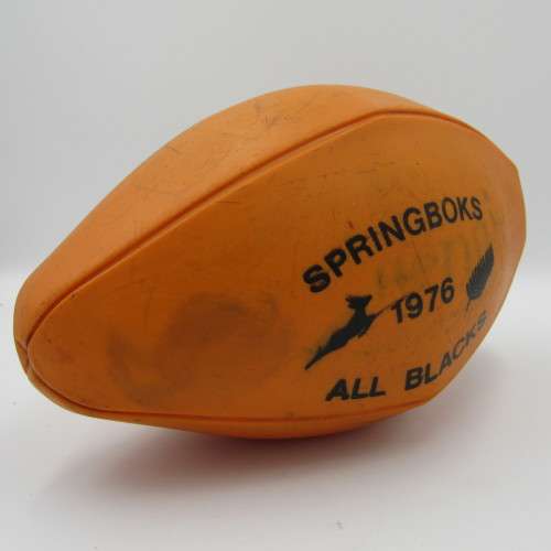 1976 Springboks / All Blacks orange rubber rugby ball
