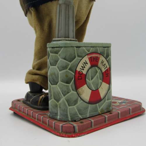 Vintage drinking Captain battery operated mechanical tin toy