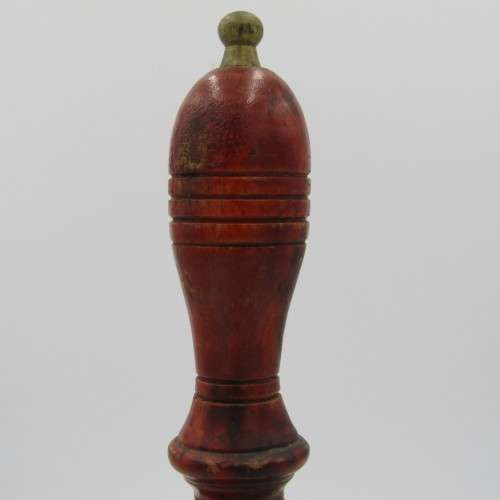 Vintage handheld brass bell with wooden handle - no ringer