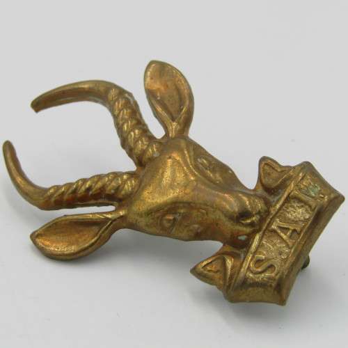 SA Infantry brass bokkop cap badge