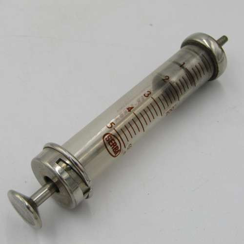 Vintage Super-Serba glass syringe with needles