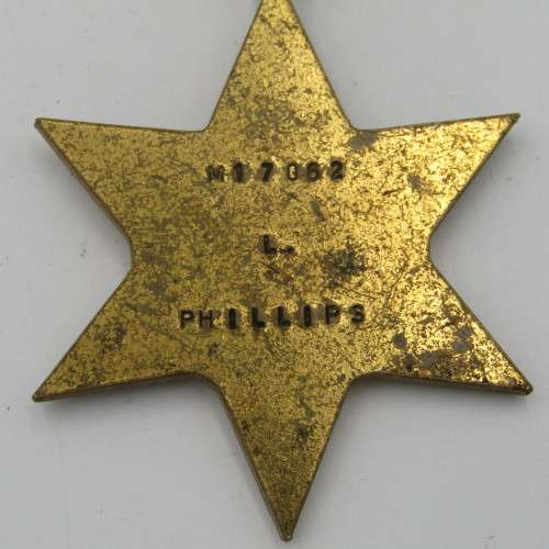 WW2 Africa star medal issued to M17062 L. Phillips