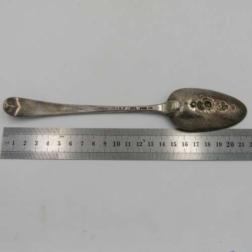 Sterling silver serving spoon made by Stephen Adams in 1781