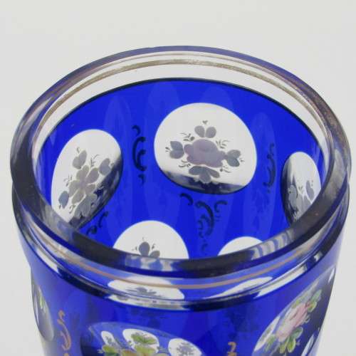 Very special Bohemia blue handpainted Vase