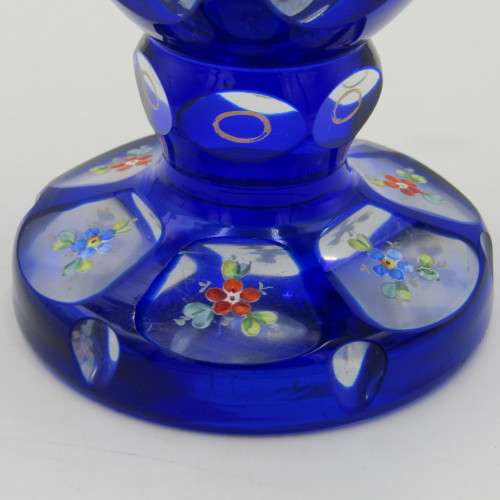 Very special Bohemia blue handpainted Vase
