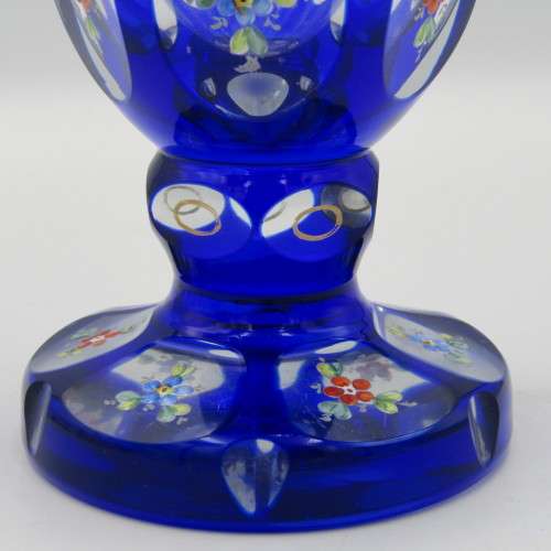 Very special Bohemia blue handpainted Vase