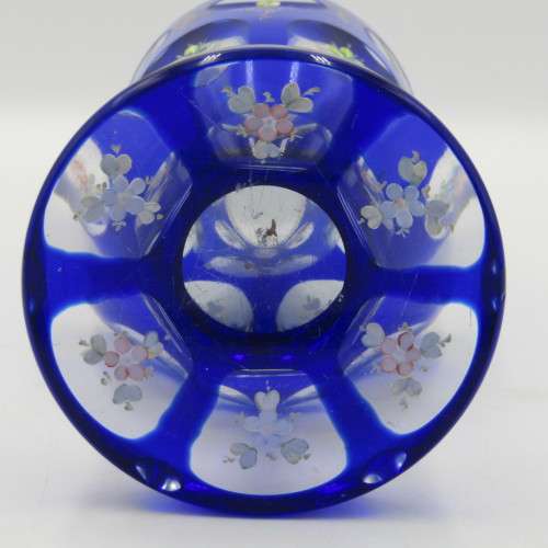 Very special Bohemia blue handpainted Vase