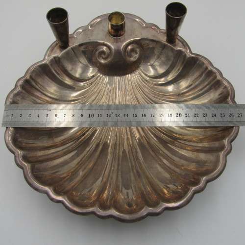 Vintage silverplated chip & dip bowl with candle holders