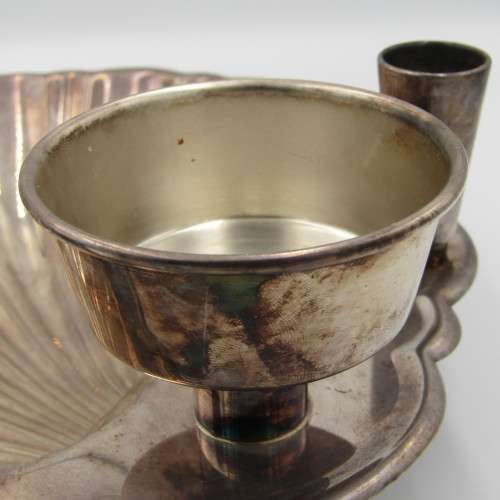 Vintage silverplated chip & dip bowl with candle holders