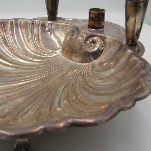 Vintage silverplated chip & dip bowl with candle holders