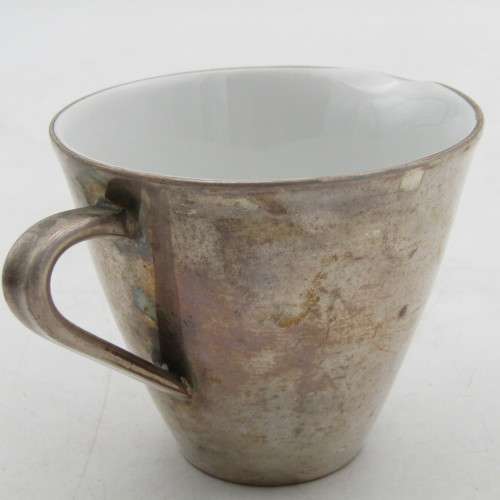 Very rare art nouveau MWF silverplated porcelain lined tea set