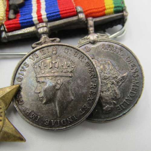 Set of 8 WW2 and SA Police miniature medals with North Africa rossette and commendation leaf
