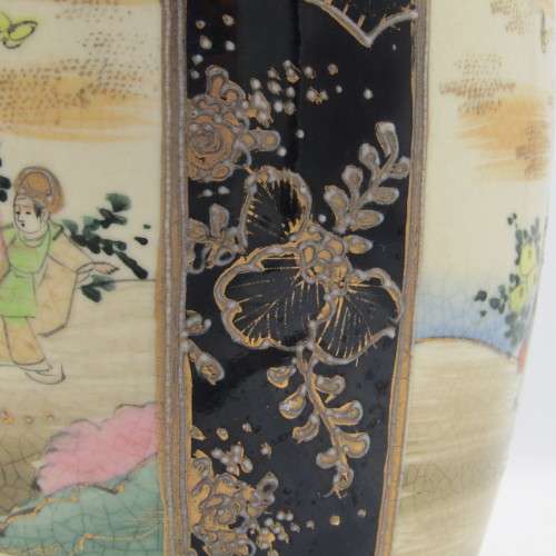 Antique 1920`s Japanese Satsuma porcelain vase - Height 25 cm
