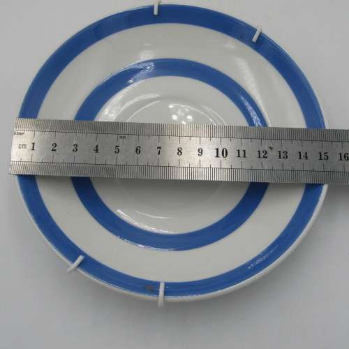 2 Different size TG Green Cornish Kitchenware blue and white Saucers
