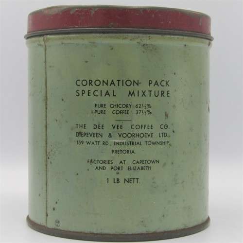 South Africa Dee Vee Coffee - coronation 1953 Tin - Scarce