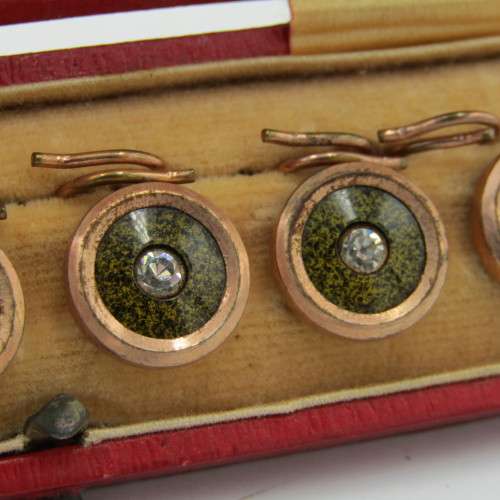 Set of 6 Antique goldplated uniform buttons in case