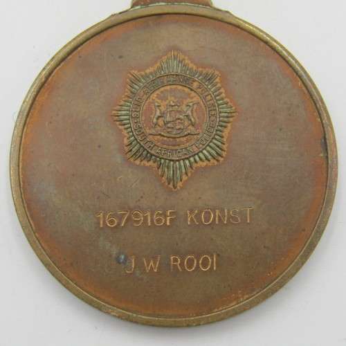 Set of 6 SA Police medals issued to Colonel JW Rooi - Station commander of Vredenburg