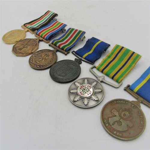 Set of 6 SA Police medals issued to Colonel JW Rooi - Station commander of Vredenburg
