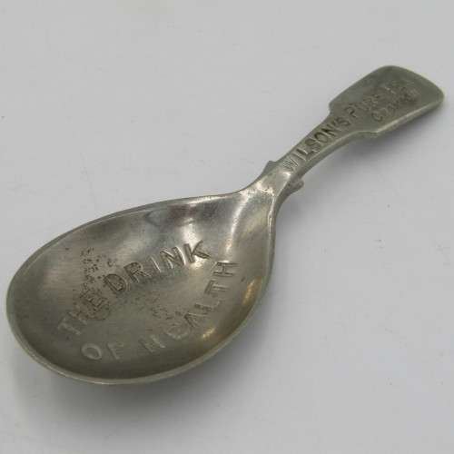 Antique Wilson`s Pure Tea silverplated caddy spoon