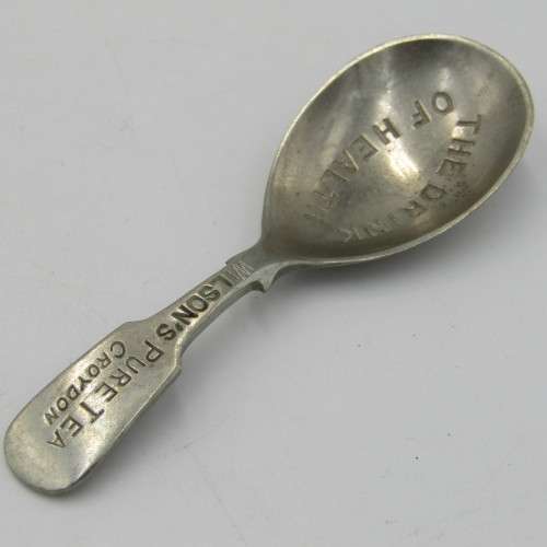 Antique Wilson`s Pure Tea silverplated caddy spoon