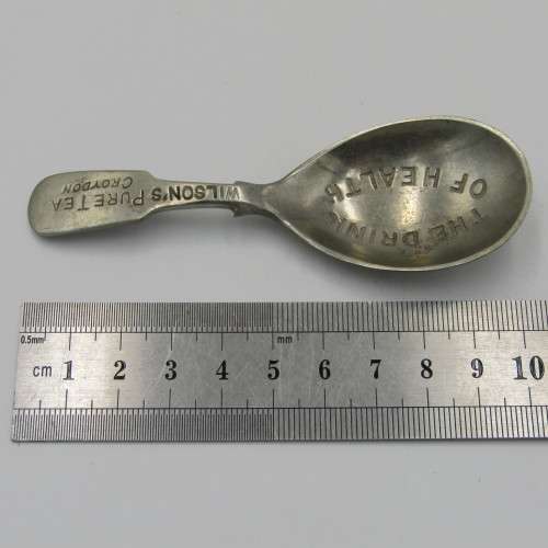 Antique Wilson`s Pure Tea silverplated caddy spoon
