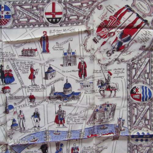 Vintage Map of London silk scarf - 76 cm x 80 cm